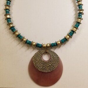 Upcycled 80's Pendant Necklace Inspired by Ancient Historical Museum Piece